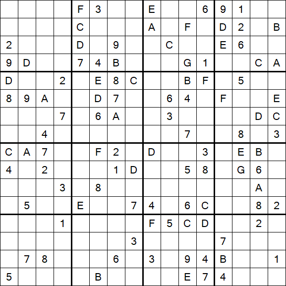 Sudoku 16x16 - Difficile