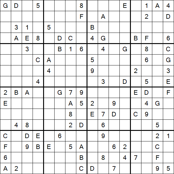 Sudoku 16x16 - Difficile