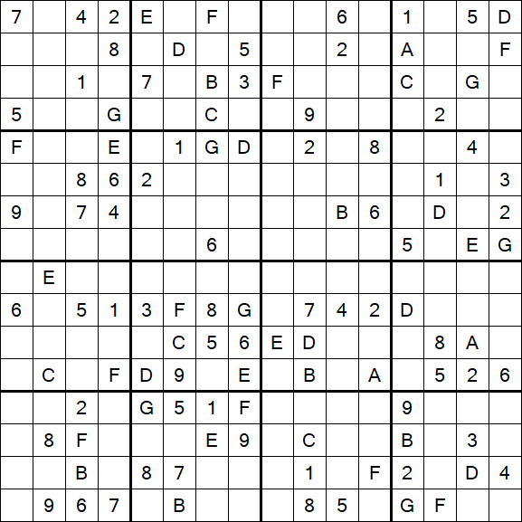 Sudoku 16x16 - Difficile
