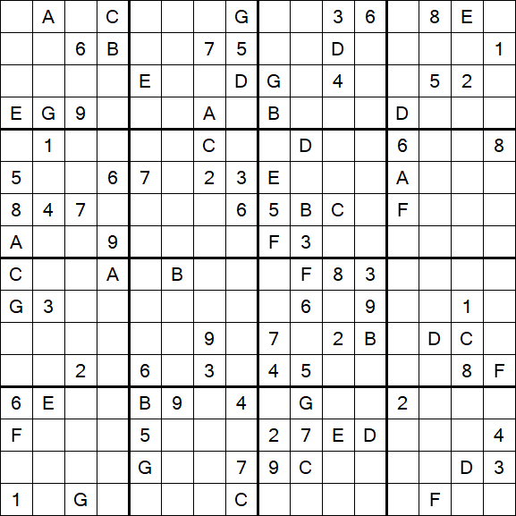 Sudoku 16x16 - Difficile