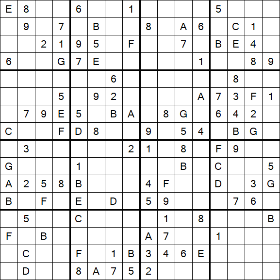 Sudoku 16x16 - Difficile