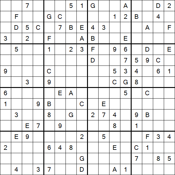 Sudoku 16x16 - Difficile