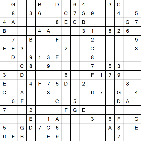 Sudoku 16x16 - Difficile