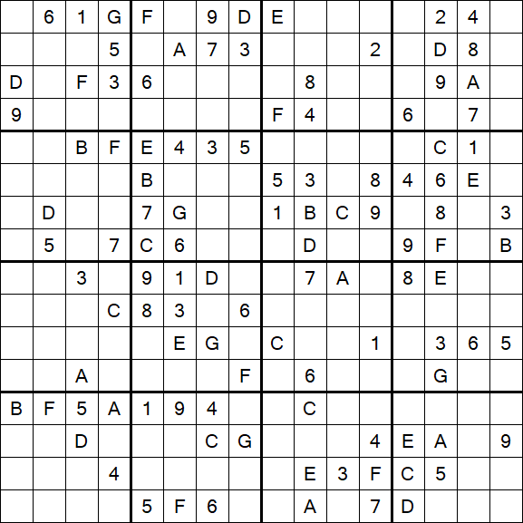 Sudoku 16x16 - Difficile