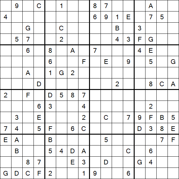 Sudoku 16x16 - Difficile