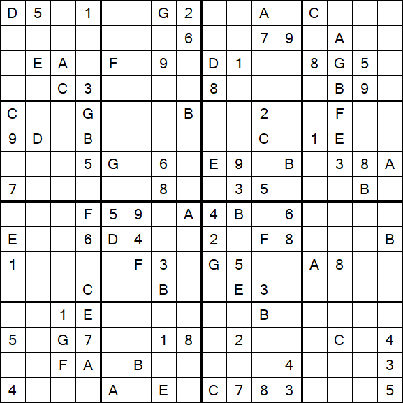 Sudoku 16x16 - Difficile