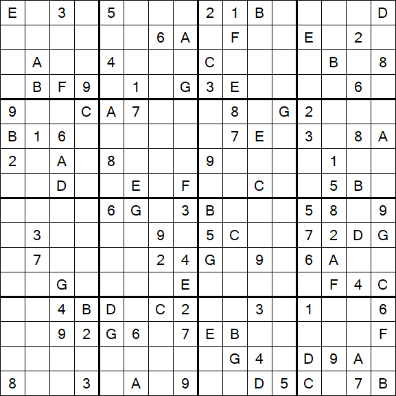 Sudoku 16x16 - Difficile