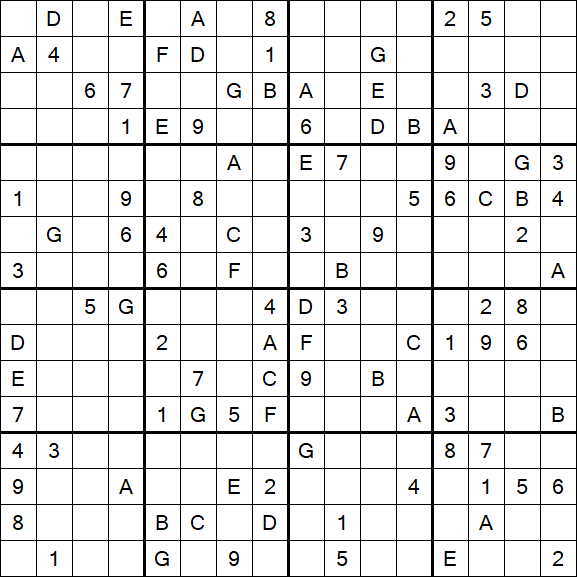 Sudoku 16x16 - Difficile