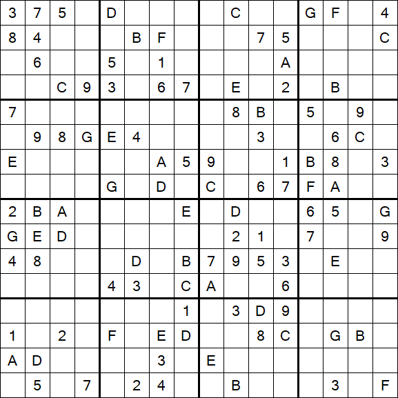 Sudoku 16x16 - Difficile