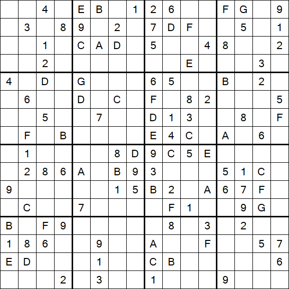 Sudoku 16x16 - Difficile
