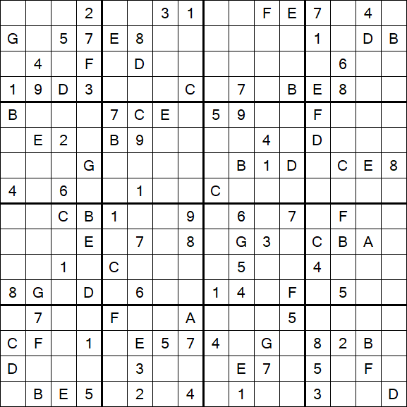 Sudoku 16x16 - Difficile