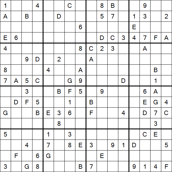 Sudoku 16x16 - Difficile