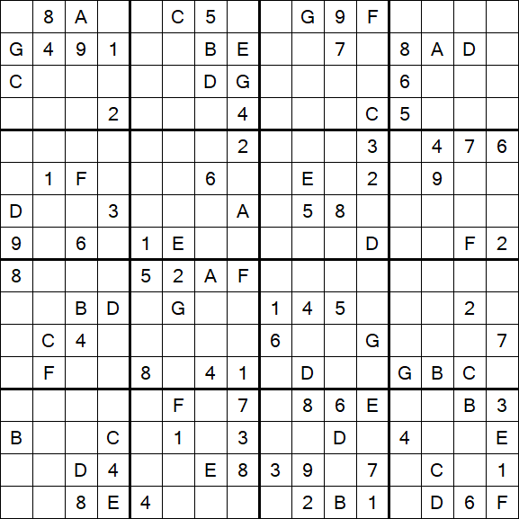 Sudoku 16x16 - Difficile