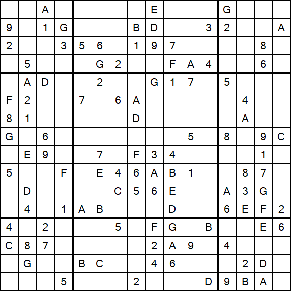 Sudoku 16x16 - Difficile