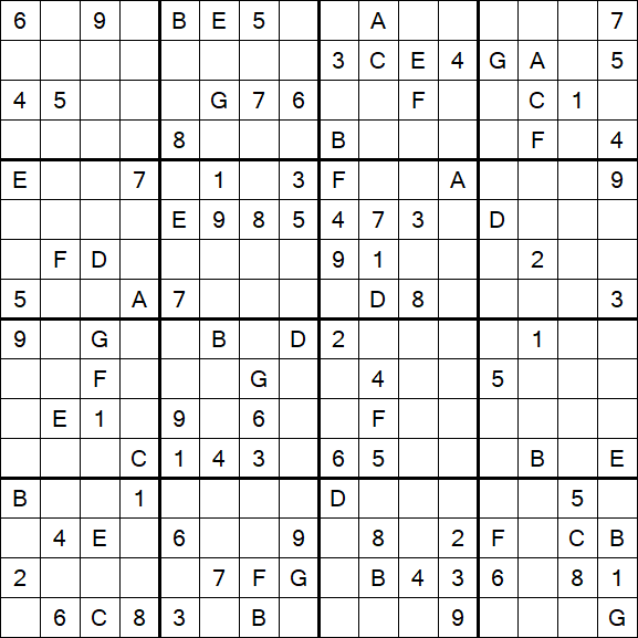 Sudoku 16x16 - Difficile