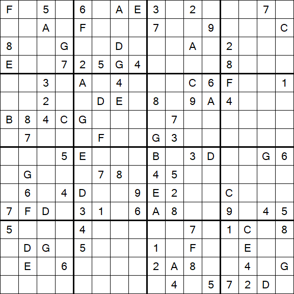 Sudoku 16x16 - Difficile