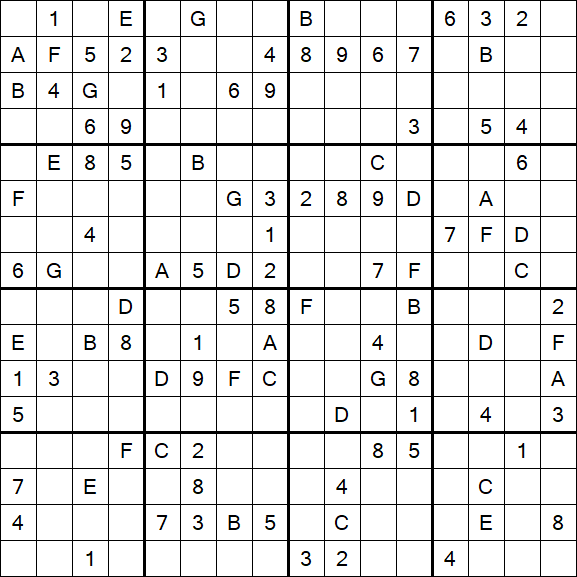 Sudoku 16x16 - Difficile