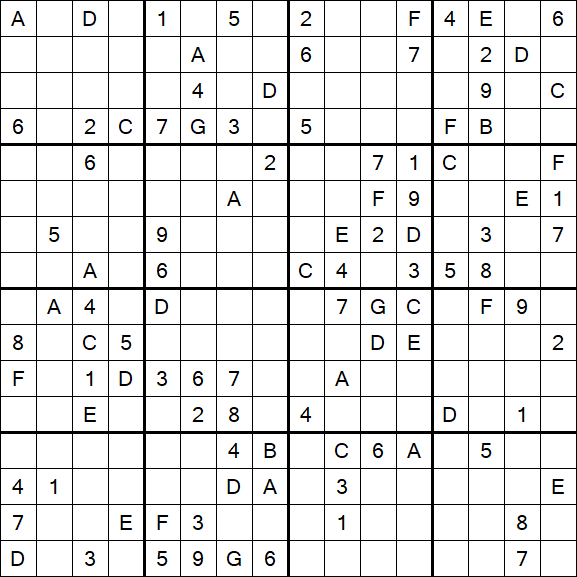 Sudoku 16x16 - Difficile