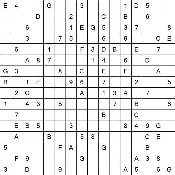 Sudoku 16x16 - Hard