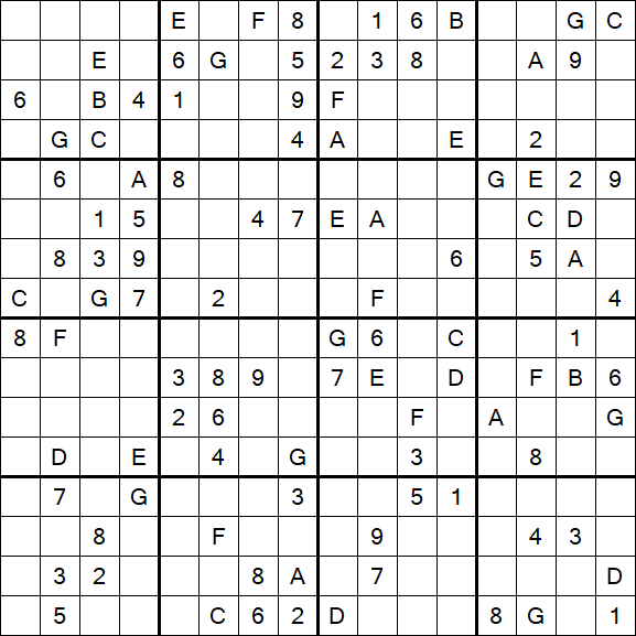 Sudoku 16x16 - Hard