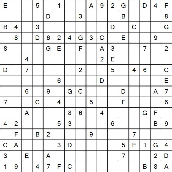 Sudoku 16x16 - Hard