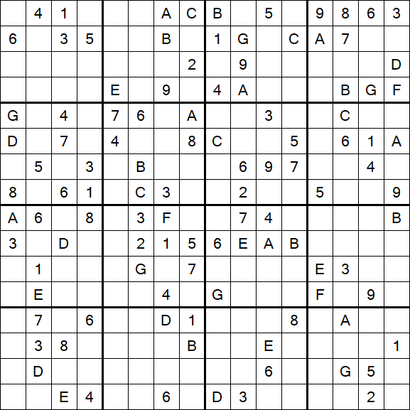 Sudoku 16x16 - Hard