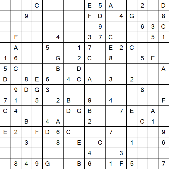 Sudoku 16x16 - Difficile