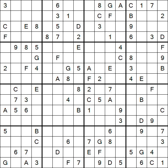 Sudoku 16x16 - Hard