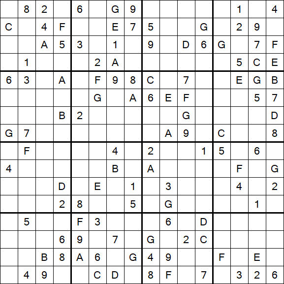 Sudoku 16x16 - Hard