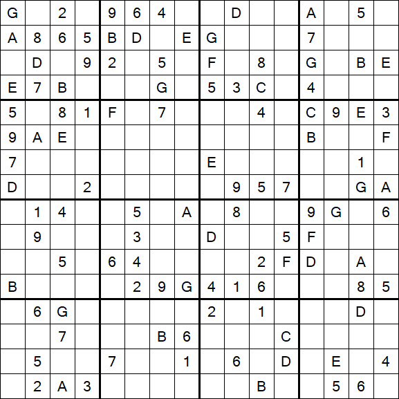 Sudoku 16x16 - Hard
