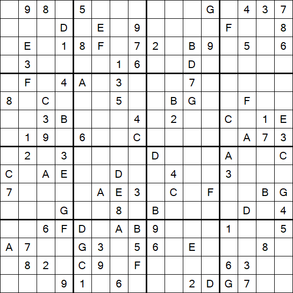 Sudoku 16x16 - Hard
