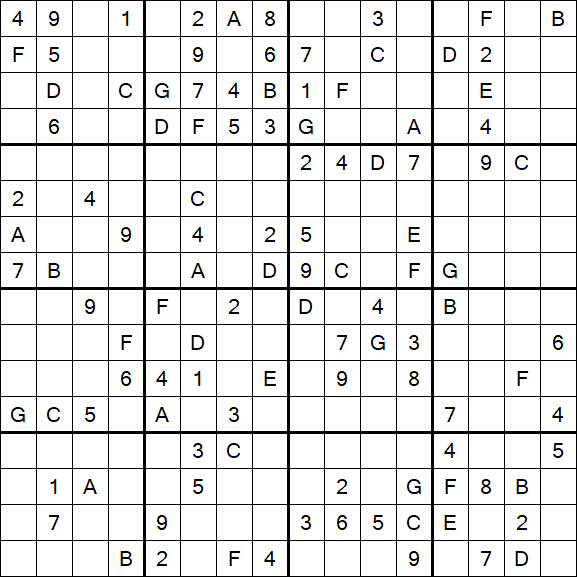 Sudoku 16x16 - Hard