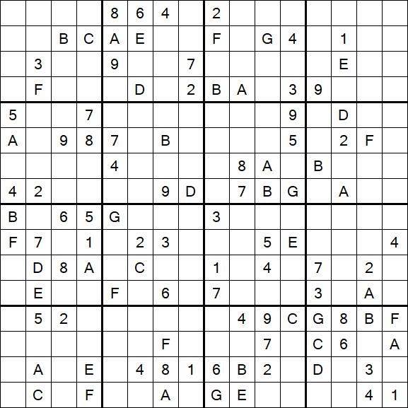 Sudoku 16x16 - Difficile