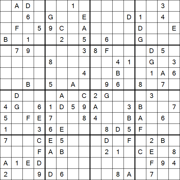 Sudoku 16x16 - Hard