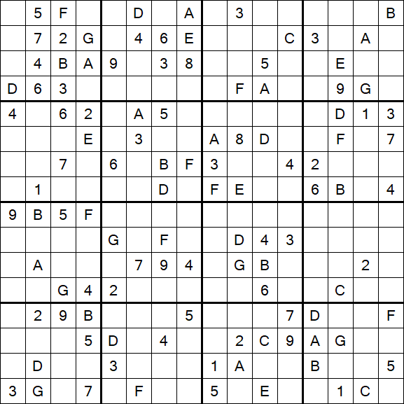 Sudoku 16x16 - Hard