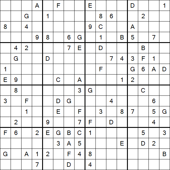 Sudoku 16x16 - Hard