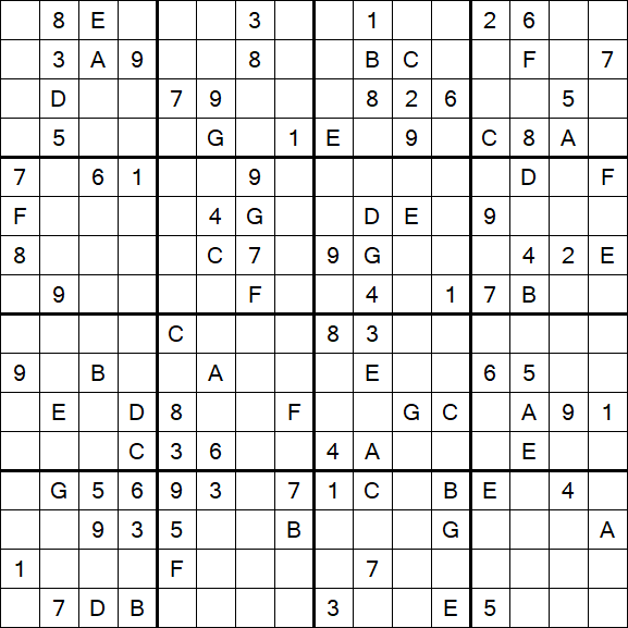 Sudoku 16x16 - Hard