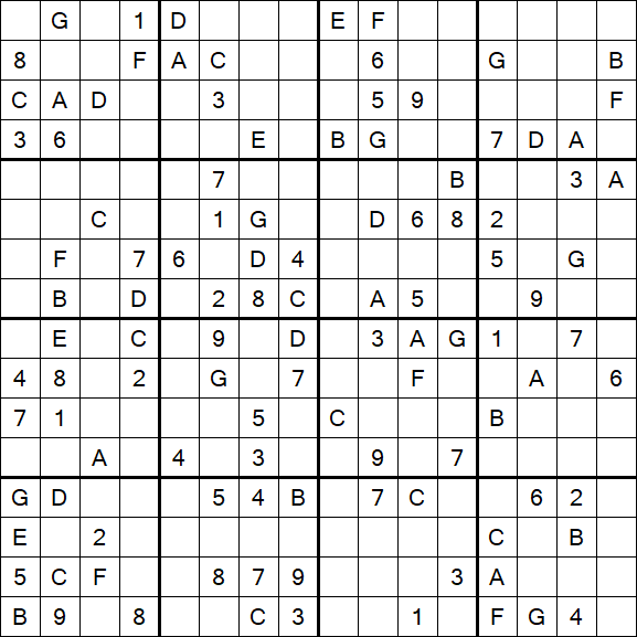Sudoku 16x16 - Hard