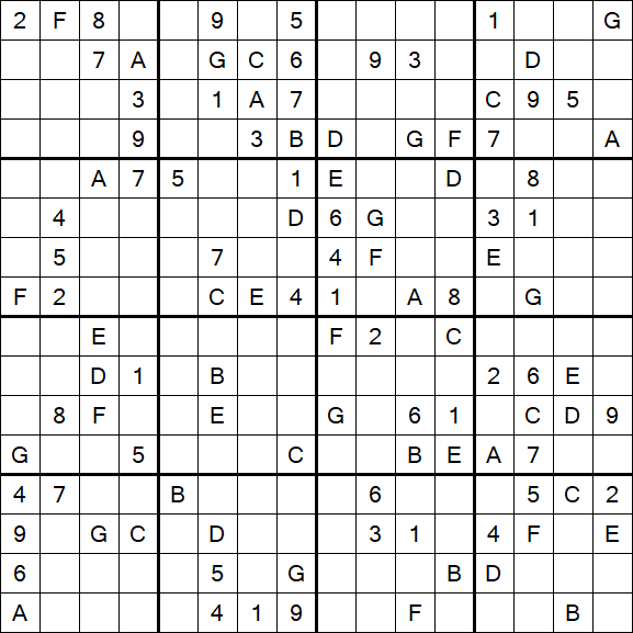 Sudoku 16x16 - Difficile