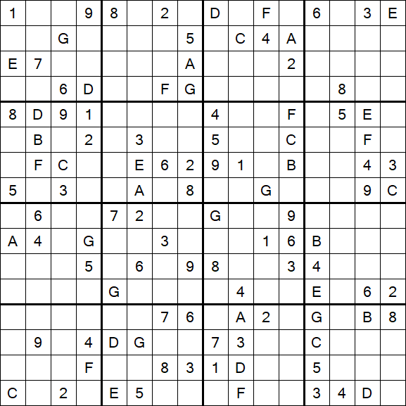 Sudoku 16x16 - Hard
