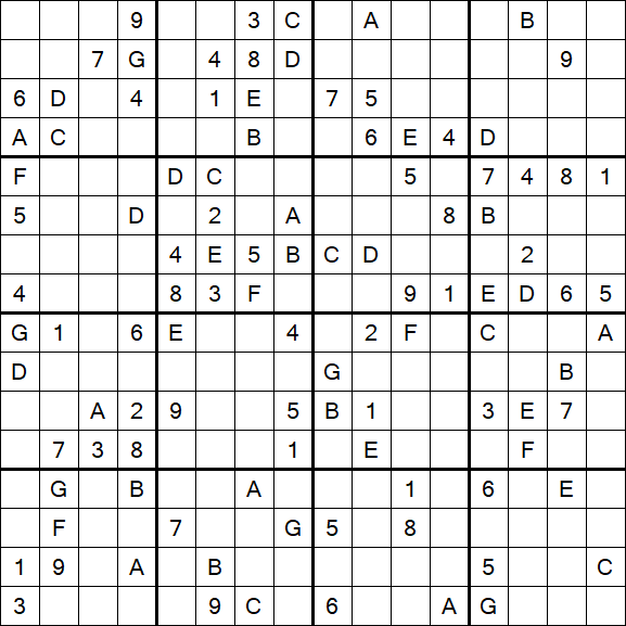 Sudoku 16x16 - Hard