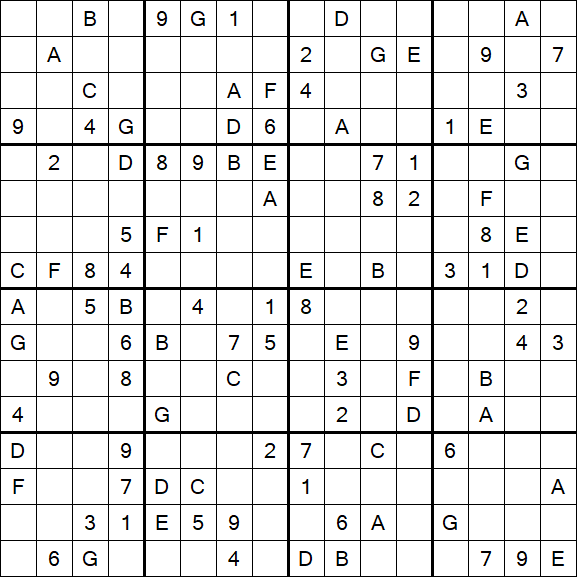 Sudoku 16x16 - Hard