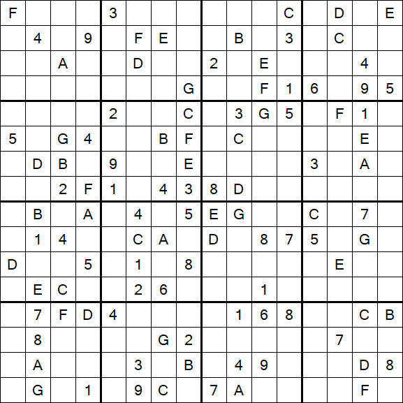 Sudoku 16x16 - Hard