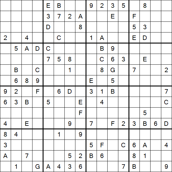 Sudoku 16x16 - Hard