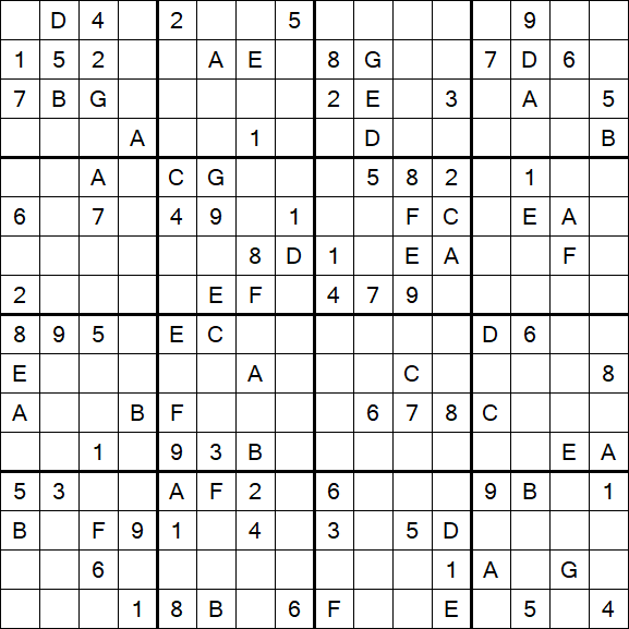 Sudoku 16x16 - Difficile