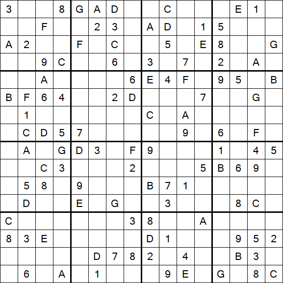 Sudoku 16x16 - Hard