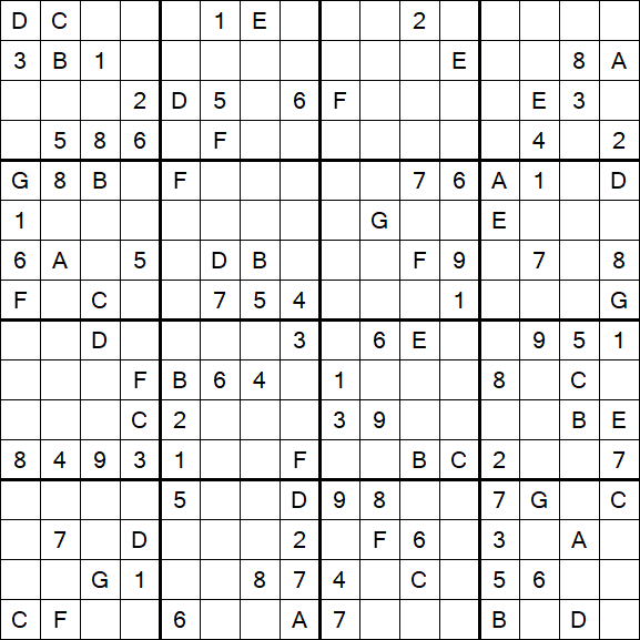 Sudoku 16x16 - Hard