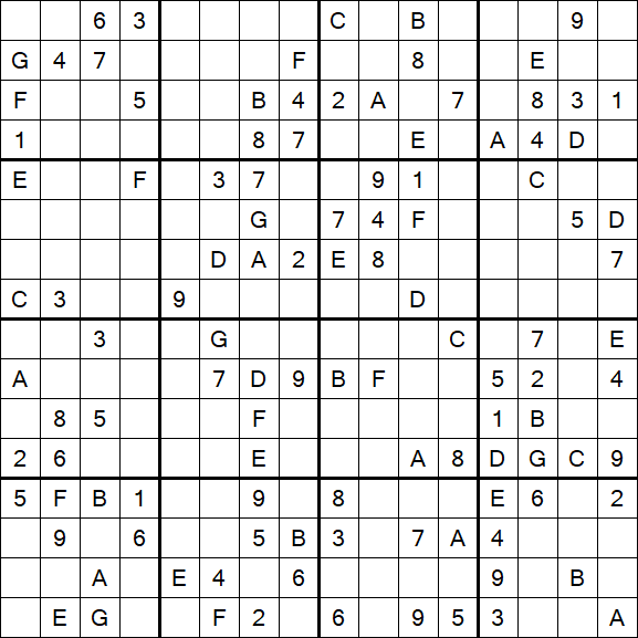 Sudoku 16x16 - Hard