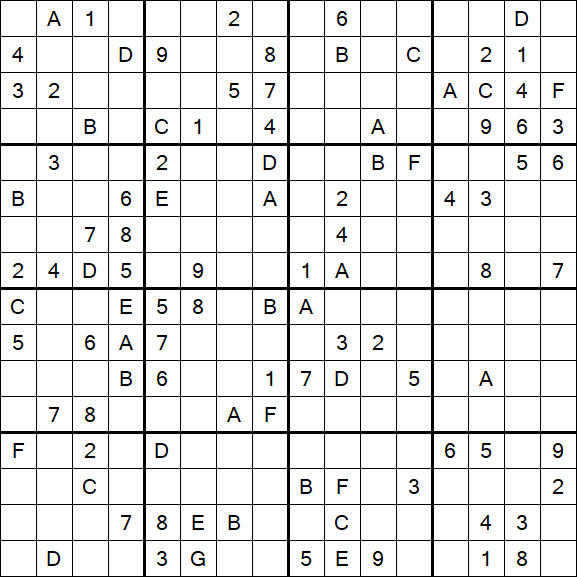 Sudoku 16x16 - Hard