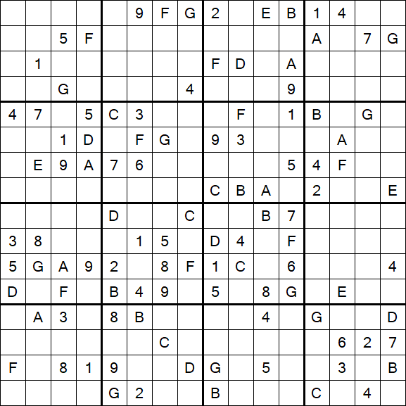 Sudoku 16x16 - Hard